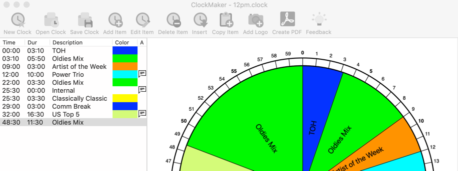 Screenshot of the newest version of ClockMaker.